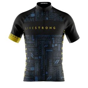 Camisa Ciclismo Livestrong Manga Curta Zíper Fitness Proteção UV Dry Fit