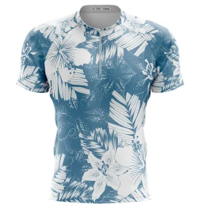 Camiseta Ciclismo Lírio Azul Curta Dry Fit Bike Mtb