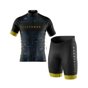 Conjunto Bike Camisa Manga Curta Bermuda Livestrong Mtb Dry