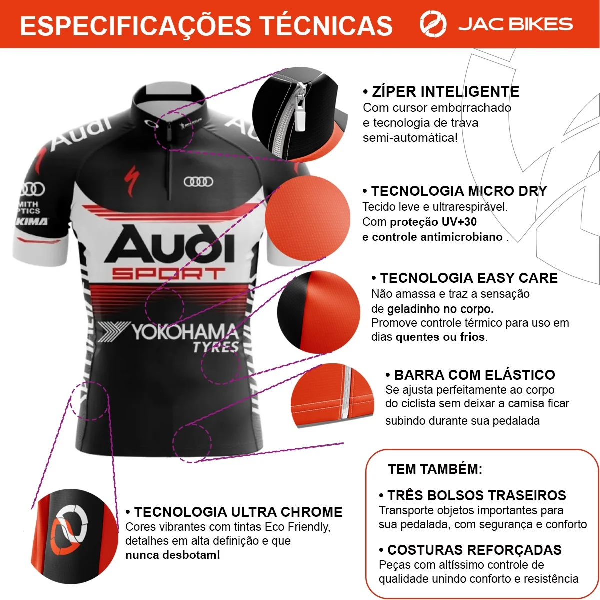 Kit 2 Camisas Ciclismo Audi Dry Fit Roupa Mtb Manga Curta - Image 5