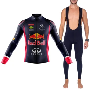 Kit Bretelle Camisa Red Bull Manga Longa Dryfit Ciclismo
