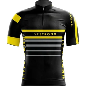 Camisa Ciclismo Livestrong Manga Curta Zíper Fitness Dry Fit Mtb