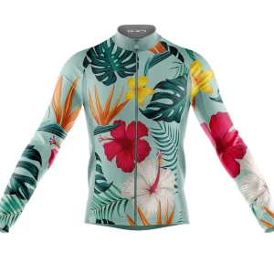 Camisa Ciclismo Folhas Tropicais Primavera Longa Dry Fit Bike Mtb