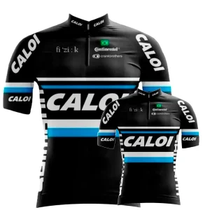 Kit Pai E Filho Camisa Caloi Ciclismo Manga Curta Zíper Fitness Mtb