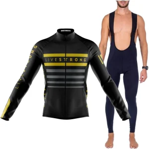 Kit Livestrong Faixas Gel Camisa Longa Ciclismo Livstrong Listra Dryfit Bike