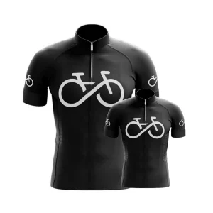Kit Pai E Filho Camisa Ciclismo Bike Forever Preto Manga Curta