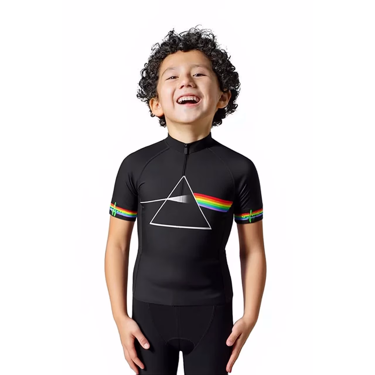 Camisa Ciclismo Infantil Pink Floyd Preta Dry Fit Uv